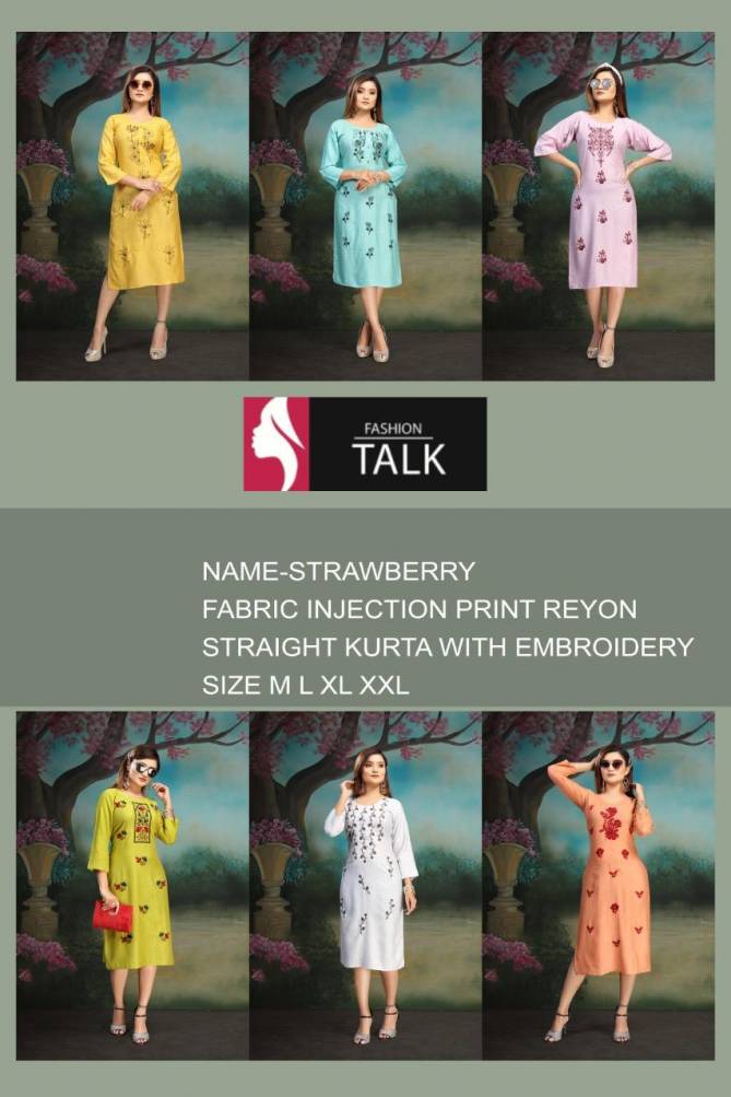 Ft Strawberry Latest Fancy Designer Heavy Casual Wear Simple Kurtis Collection
